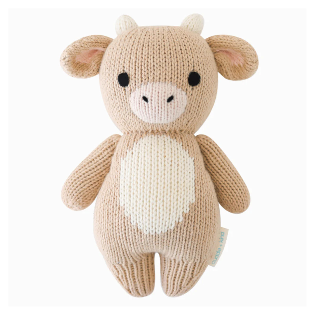 Baby Cow Heirloom Plush - Hand-Knitted Organic Cotton Toy