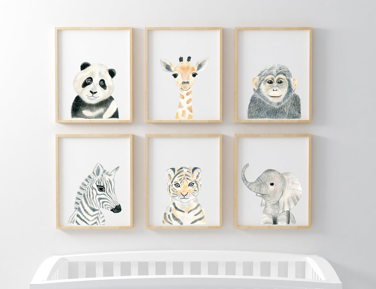Baby Monkey - Safari Animals Nursery - The Small Art Project - Modern Nursery Prints