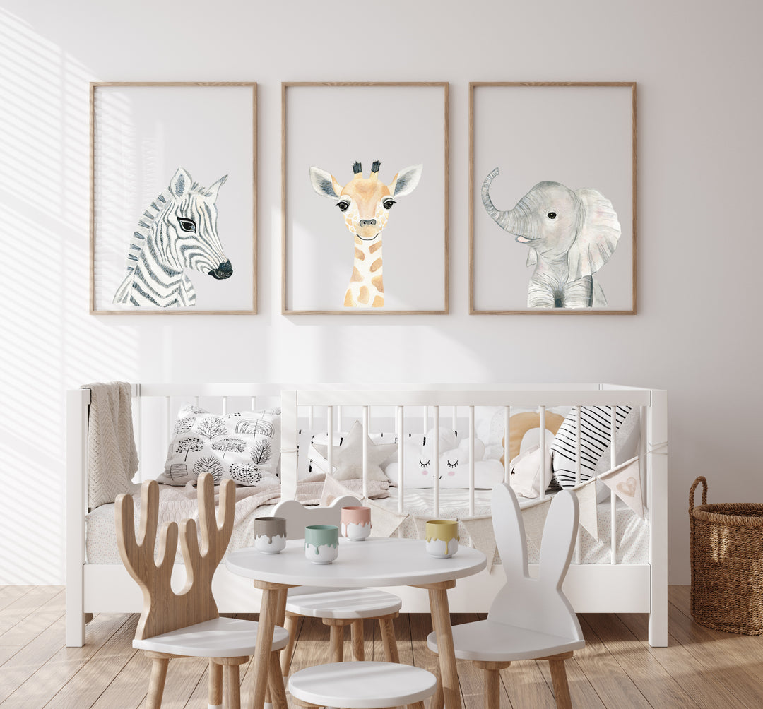 Baby Zebra - Safari Animals Nursery - The Small Art Project - Modern Nursery Prints