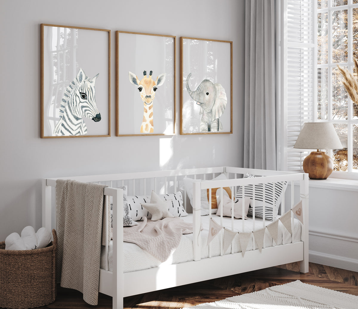 Set of 3 Safari Animals - Nursery Wall Art - The Small Art Project - Modern Nursery Prints