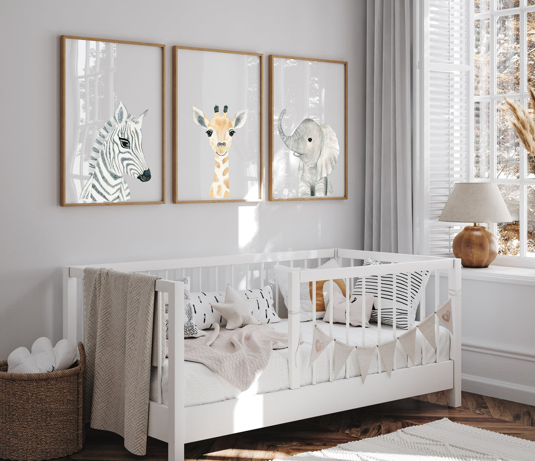 Baby Giraffe - Safari Animals Nursery - The Small Art Project - Modern Nursery Prints
