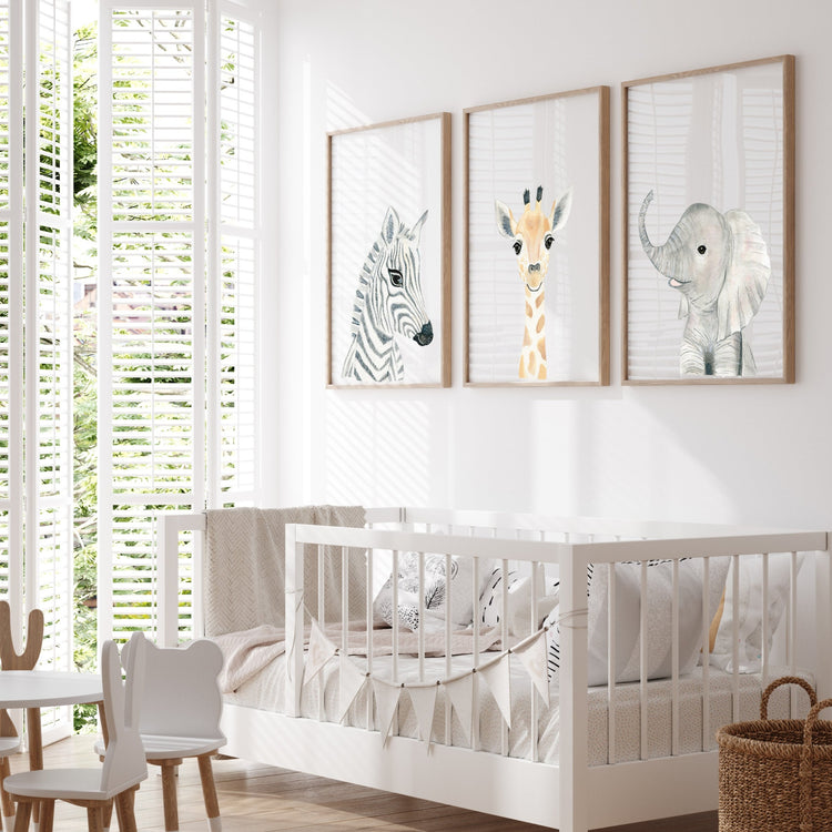 Set of 3 Safari Animals - Nursery Wall Art - The Small Art Project - Modern Nursery Prints