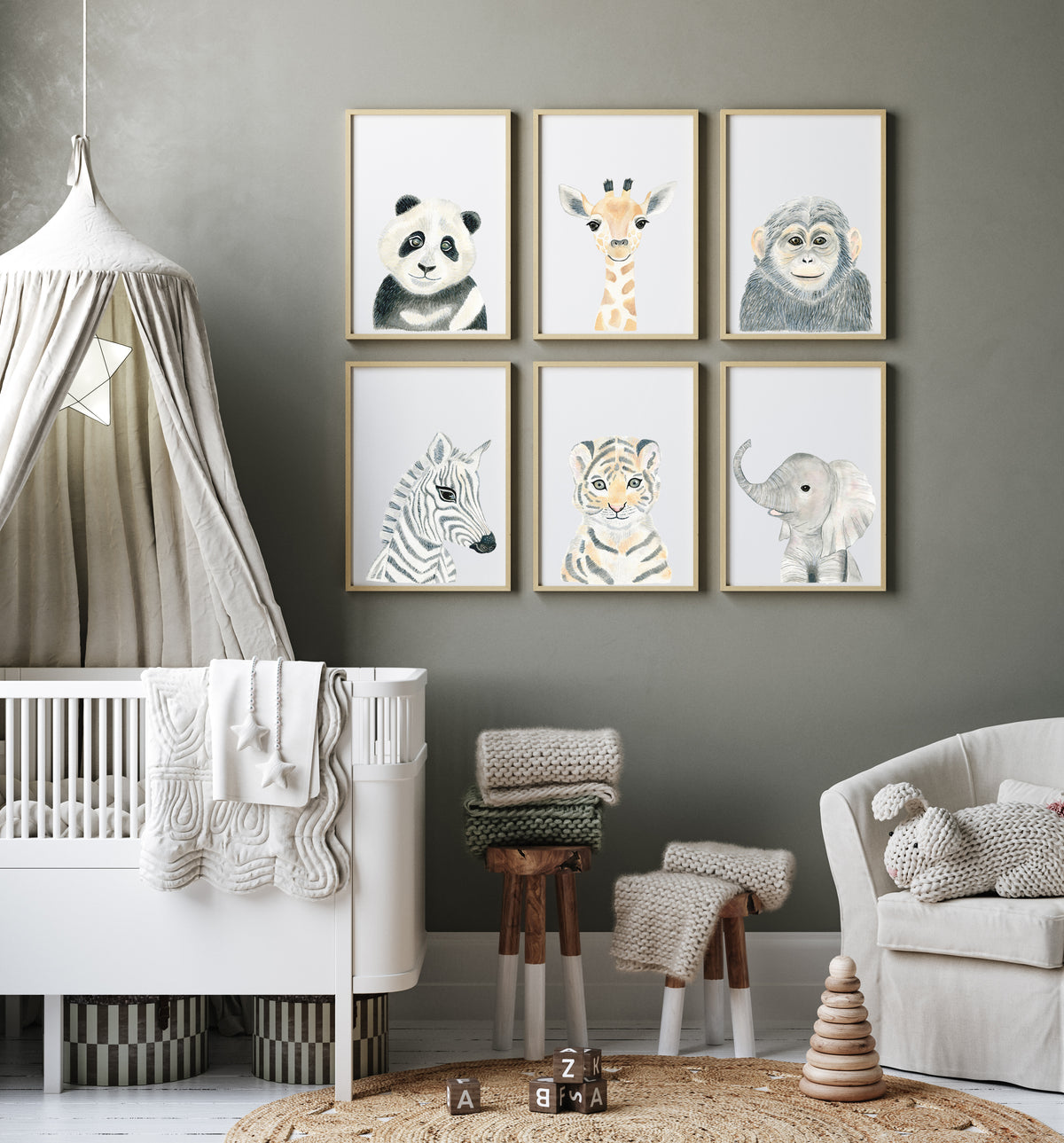 Baby Tiger - Safari Animals Nursery - The Small Art Project - Modern Nursery Prints