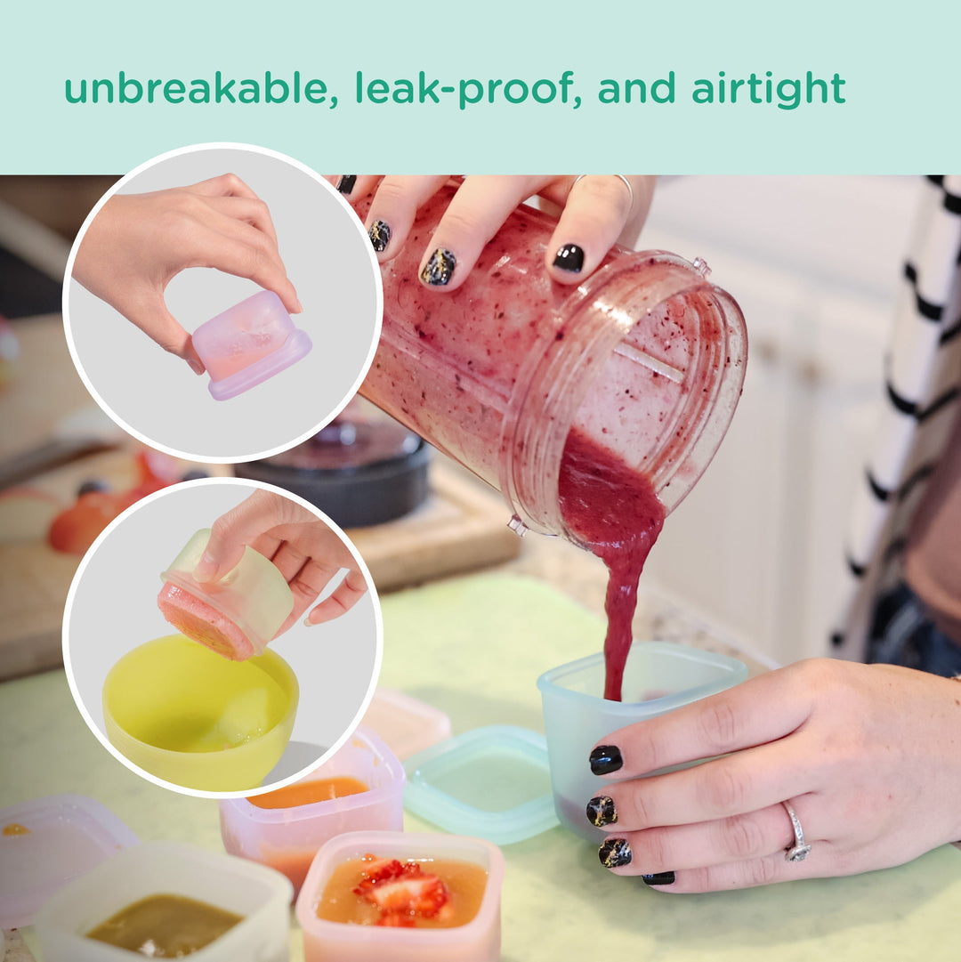 Olababy Silicone Food Storage Containers for Baby Meals On the Go (4-Pack)