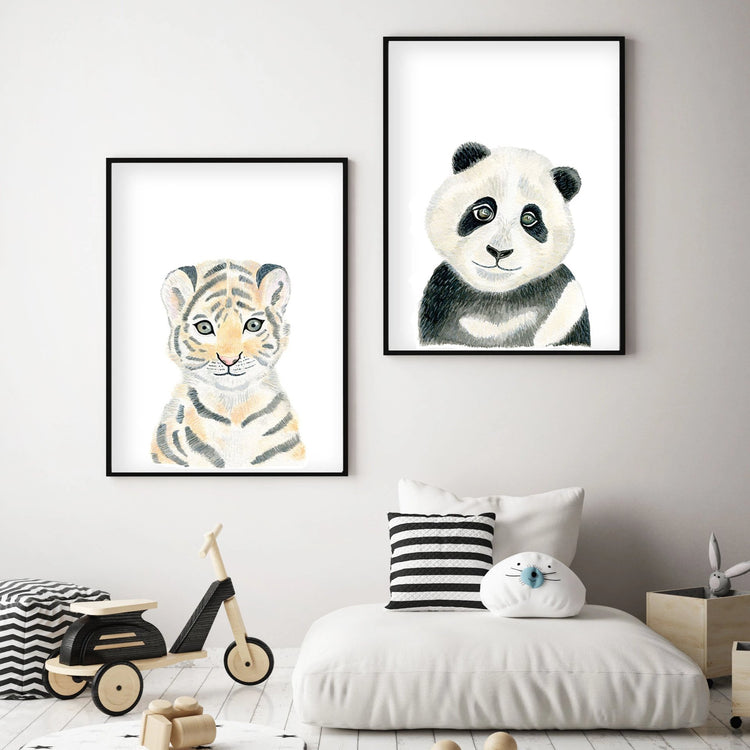 Set of 2 Safari Animals - Nursery Wall Art - The Small Art Project
