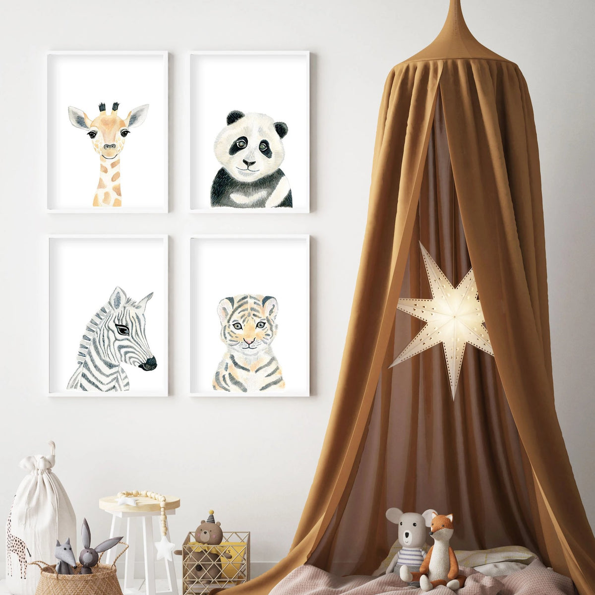 Set of 4 Safari Animals - Nursery Wall Art - The Small Art Project