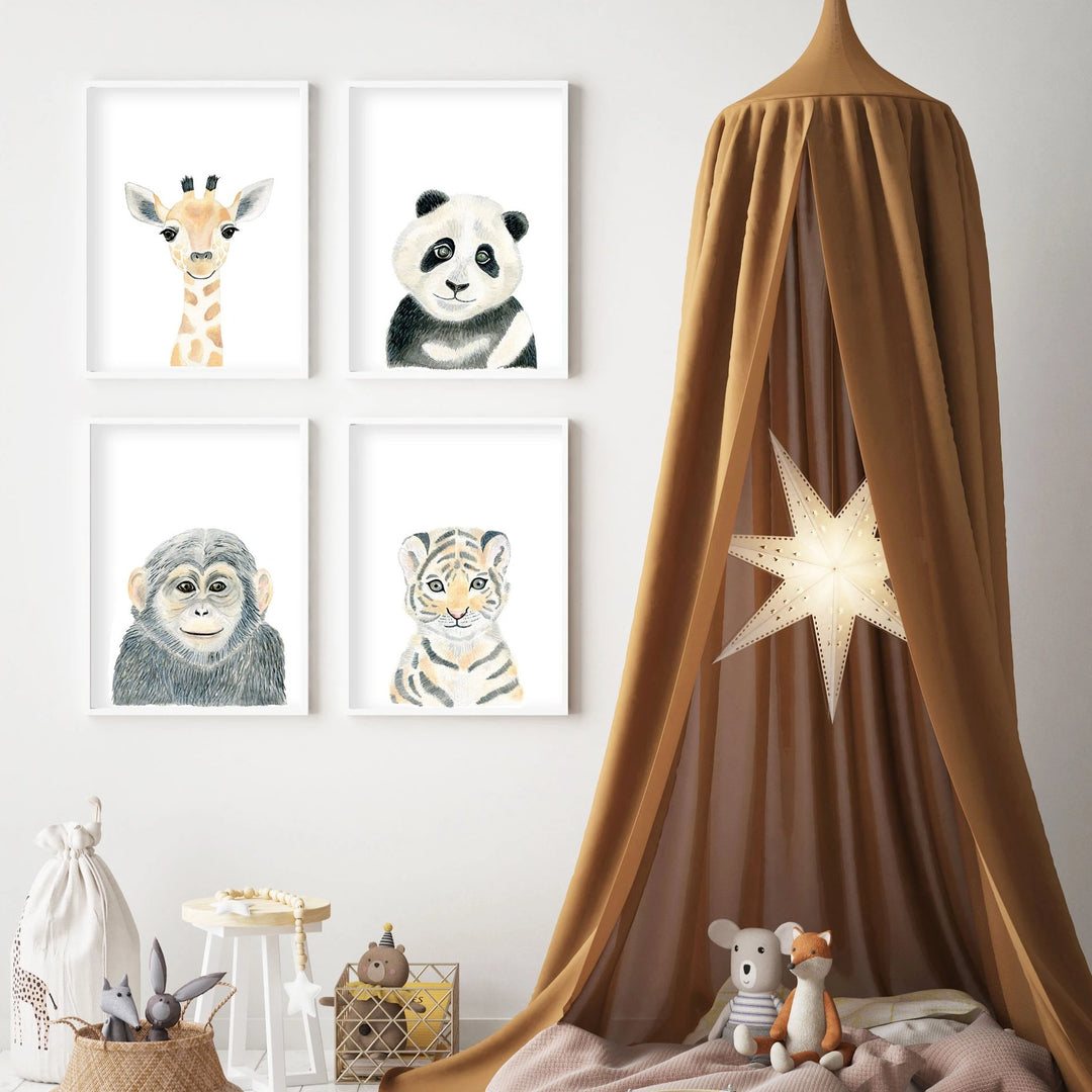 Set of 4 Safari Animals - Nursery Wall Art - The Small Art Project
