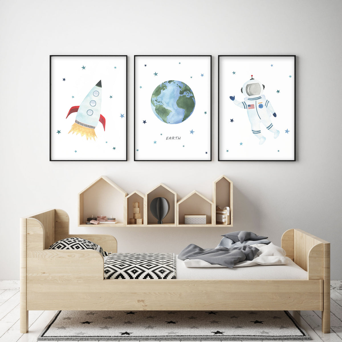 Planet Earth Print - Outer Space Nursery - The Small Art Project - Modern Nursery Prints