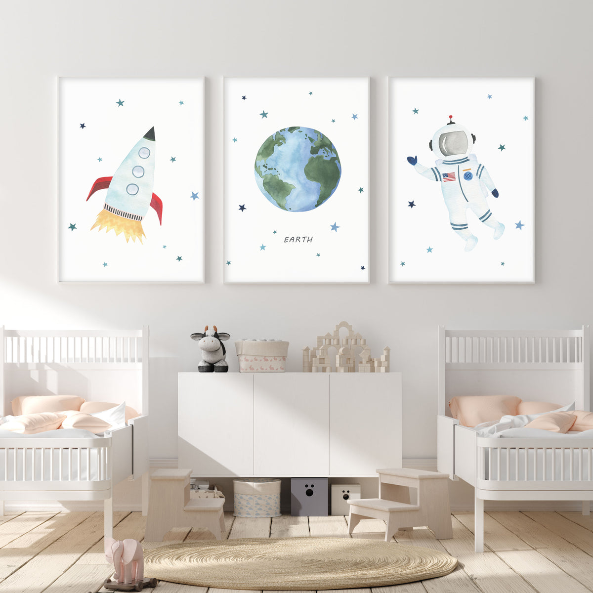 Planet Earth Print - Outer Space Nursery - The Small Art Project - Modern Nursery Prints