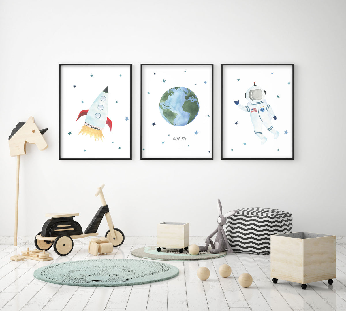 Set of 3 Outer Space Prints - Nursery Wall Art - The Small Art Project - Modern Nursery Prints