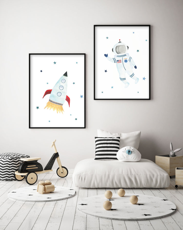 Astronaut Print - Outer Space Nursery - The Small Art Project - Modern Nursery Prints