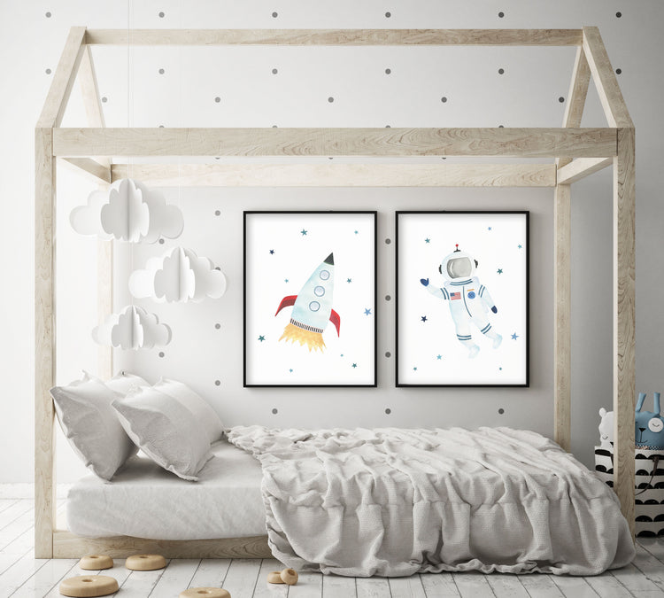 Astronaut Print - Outer Space Nursery - The Small Art Project - Modern Nursery Prints