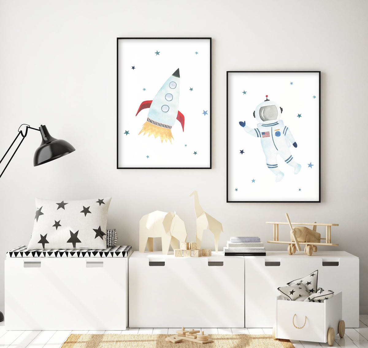 Rocket Ship Print - Outer Space Nursery - The Small Art Project - Modern Nursery Prints