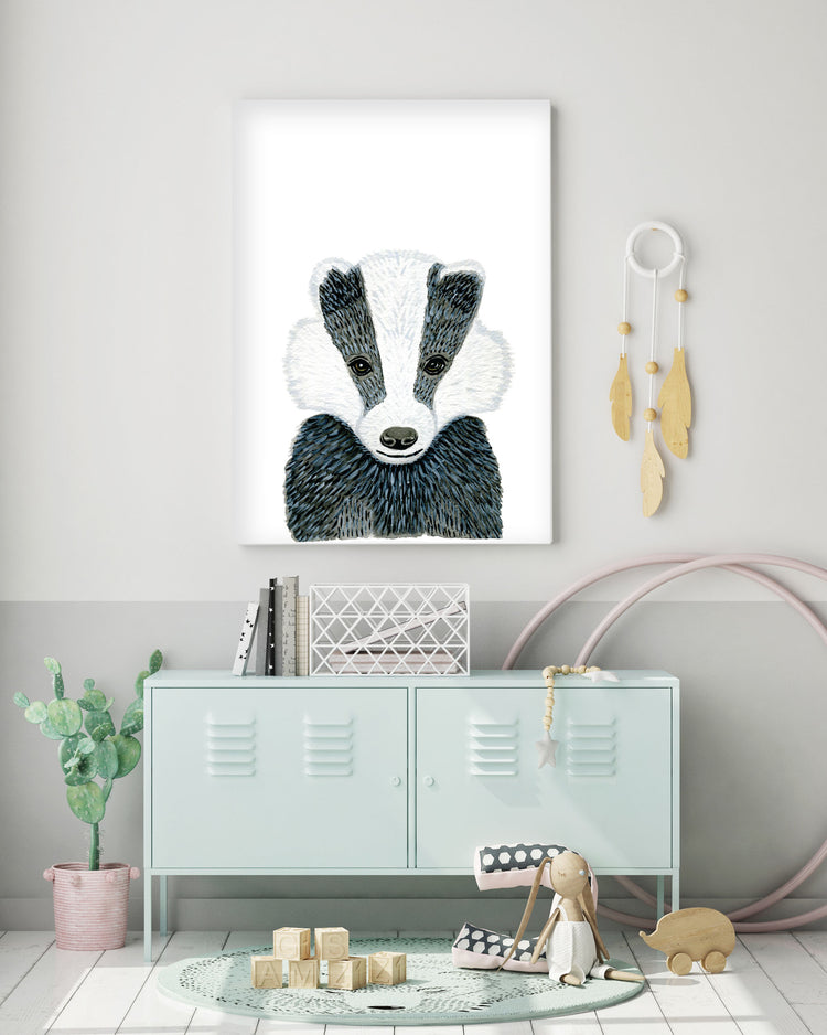 Baby Badger - Woodland Animals Nursery - The Small Art Project