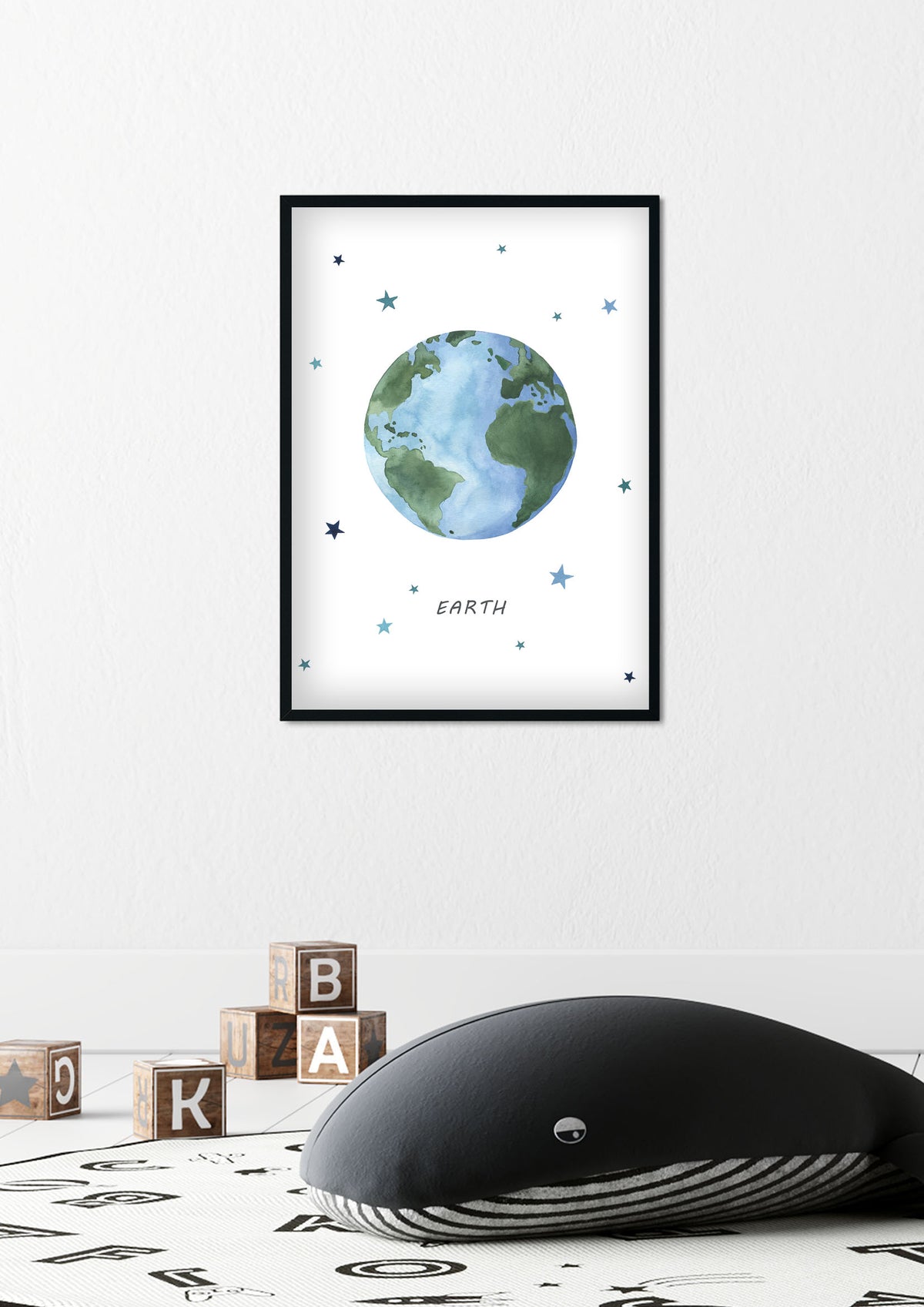 Planet Earth Print - Outer Space Nursery - The Small Art Project - Modern Nursery Prints