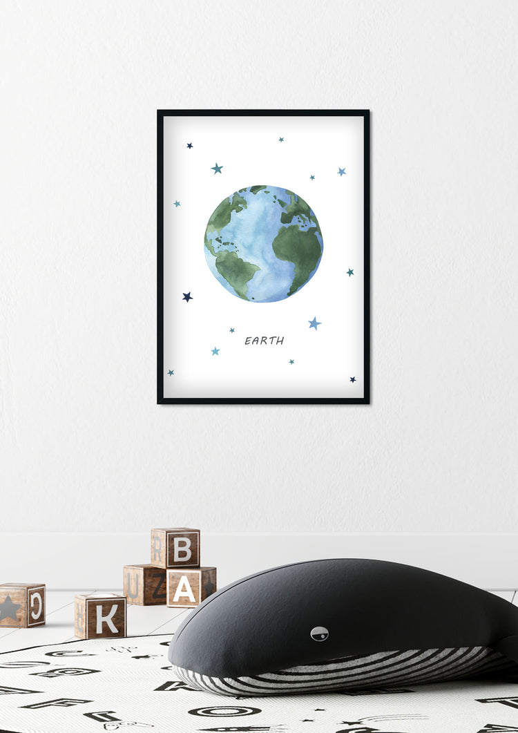 Planet Earth Print - Outer Space Nursery - The Small Art Project - Modern Nursery Prints