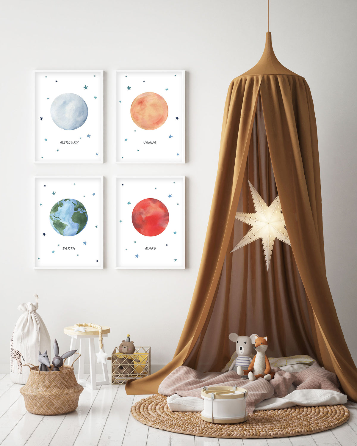 Planet Mars Print - Outer Space Nursery - The Small Art Project - Modern Nursery Prints