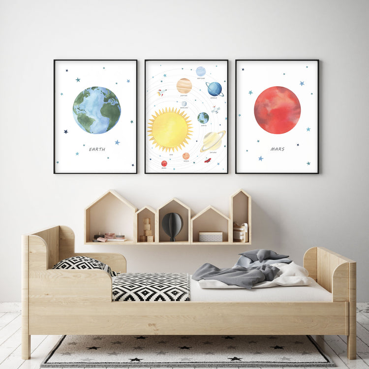 Planet Mars Print - Outer Space Nursery - The Small Art Project - Modern Nursery Prints
