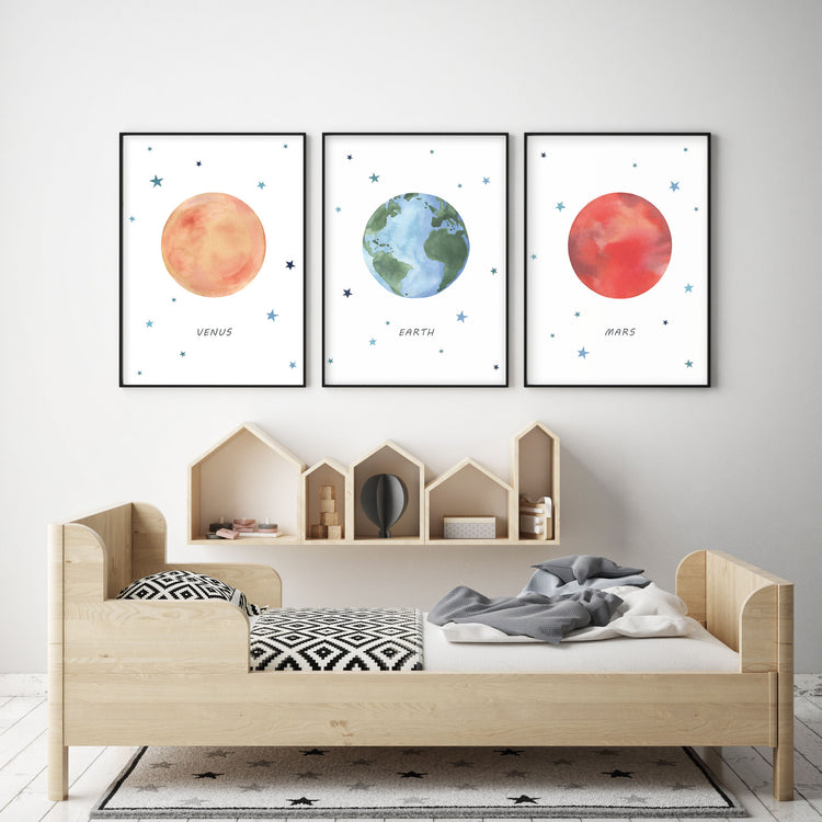 Planet Mars Print - Outer Space Nursery - The Small Art Project - Modern Nursery Prints