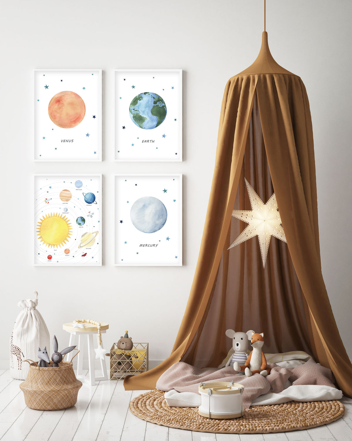 Planet Earth Print - Outer Space Nursery - The Small Art Project - Modern Nursery Prints