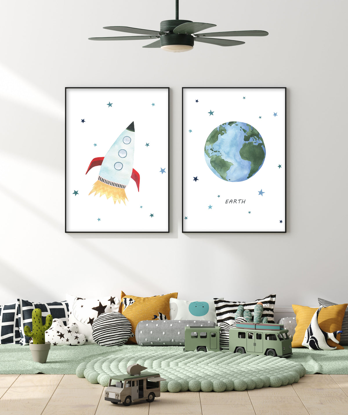 Planet Earth Print - Outer Space Nursery - The Small Art Project - Modern Nursery Prints