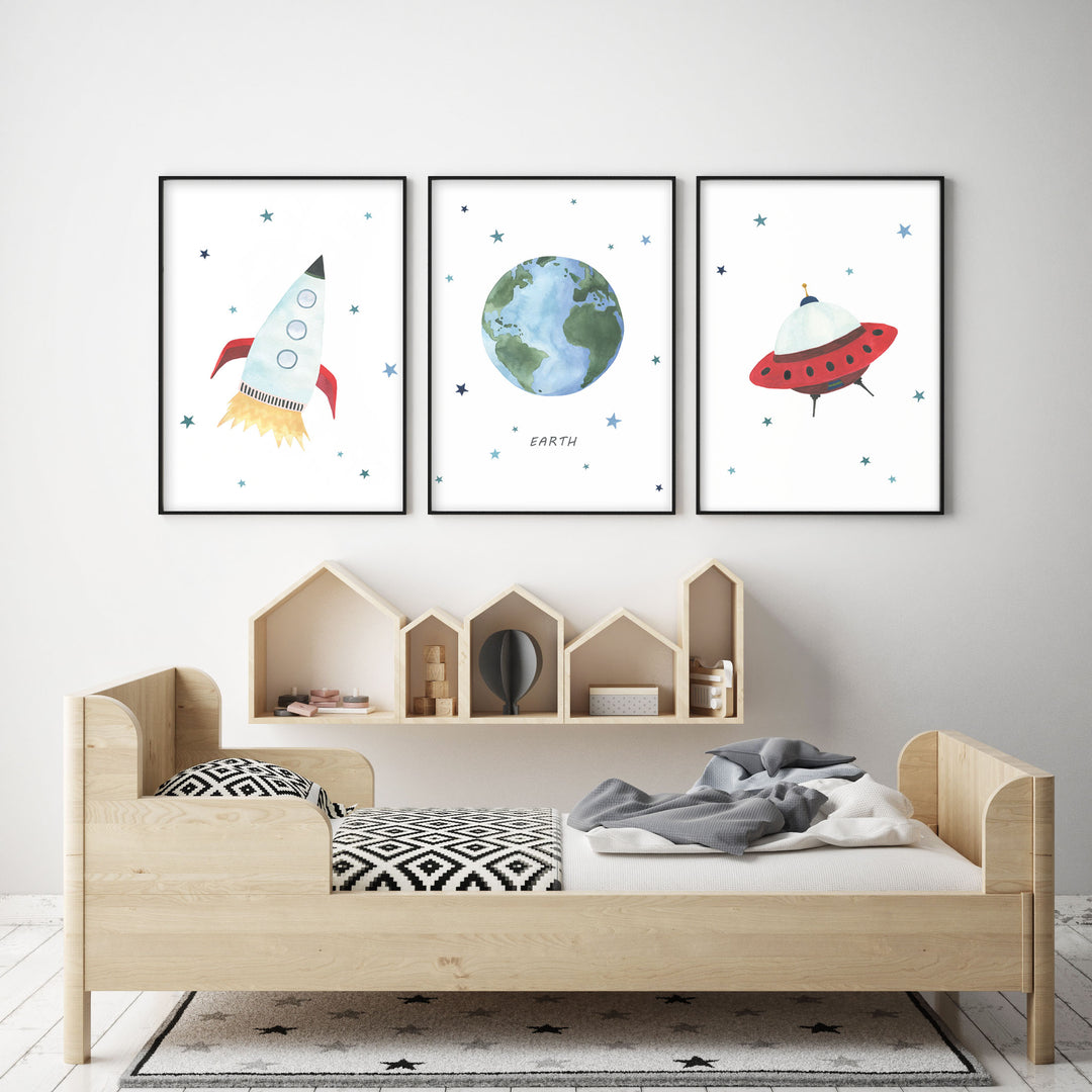 UFO Print - Outer Space Nursery - The Small Art Project - Modern Nursery Prints