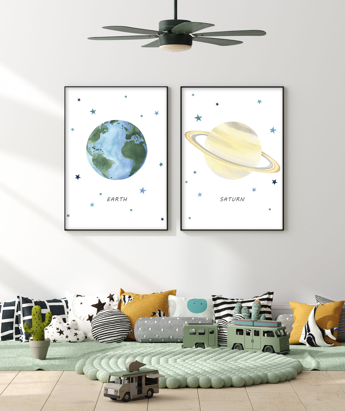 Planet Saturn Print - Outer Space Nursery - The Small Art Project - Modern Nursery Prints