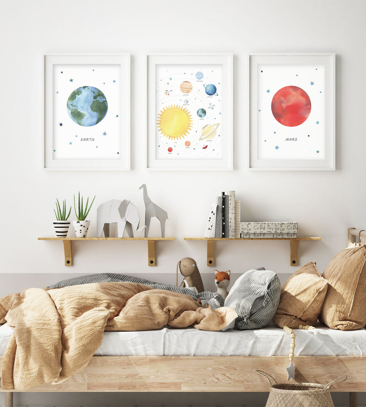Planet Mars Print - Outer Space Nursery - The Small Art Project - Modern Nursery Prints