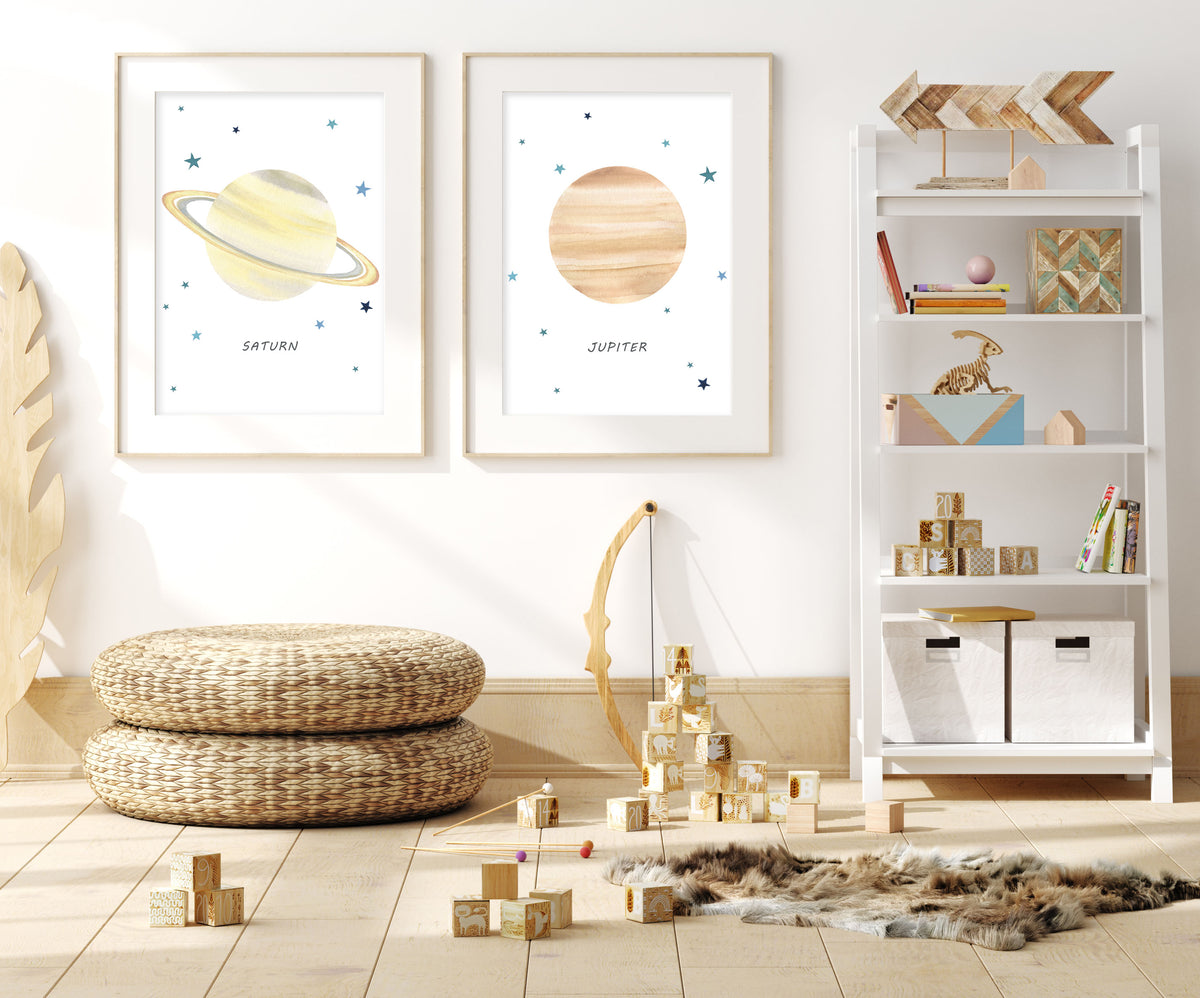 Planet Saturn Print - Outer Space Nursery - The Small Art Project - Modern Nursery Prints
