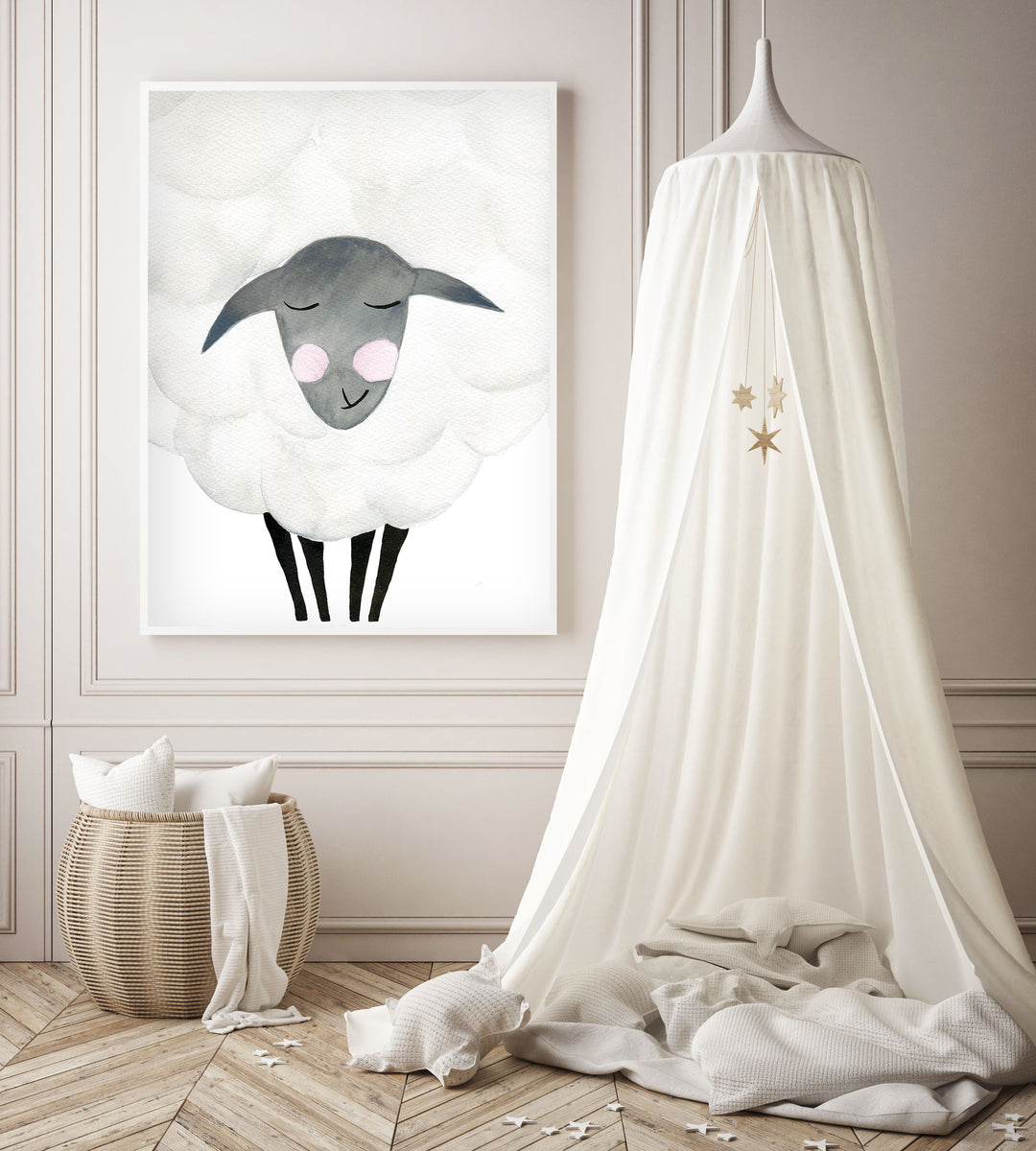 Mama Sheep - Watercolor Nursery wall art - The Small Art Project