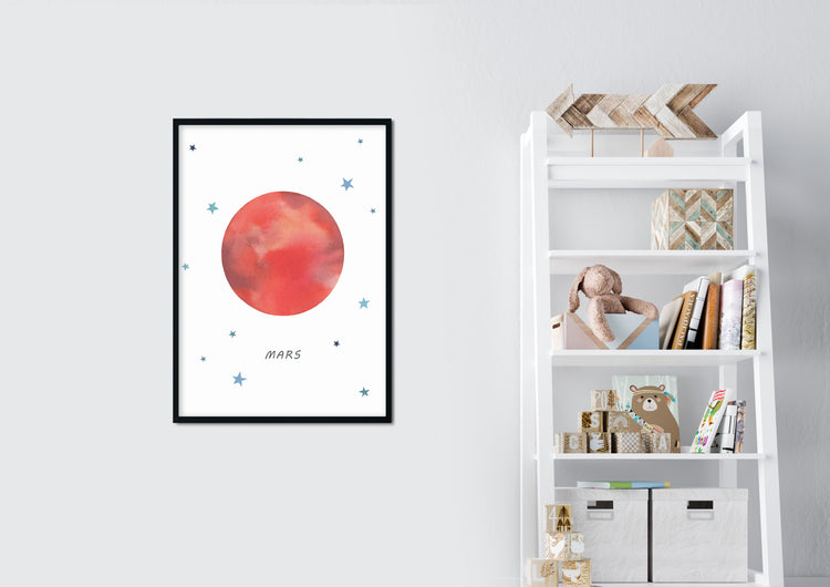 Planet Mars Print - Outer Space Nursery - The Small Art Project - Modern Nursery Prints