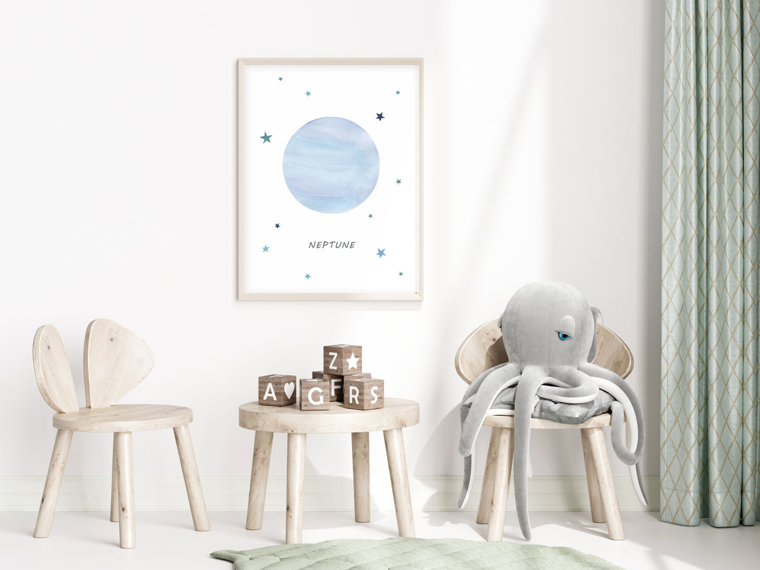 Planet Neptune Print - Outer Space Nursery - The Small Art Project - Modern Nursery Prints