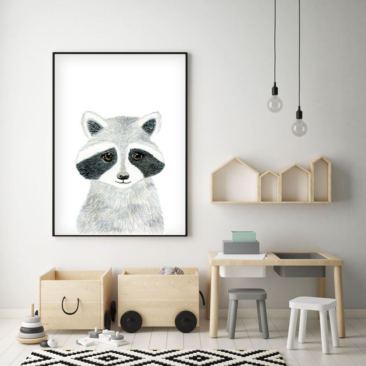 Baby Raccoon - Woodland Animals Nursery - The Small Art Project