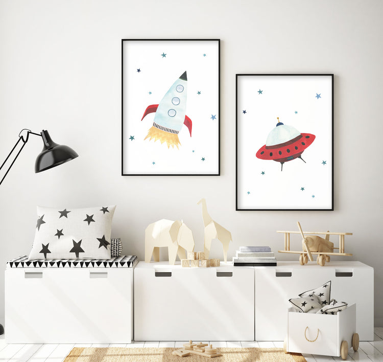 UFO Print - Outer Space Nursery - The Small Art Project - Modern Nursery Prints