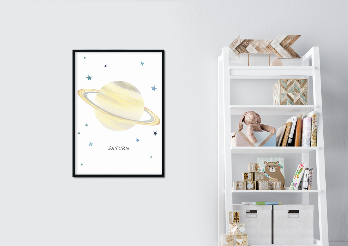 Planet Saturn Print - Outer Space Nursery - The Small Art Project - Modern Nursery Prints