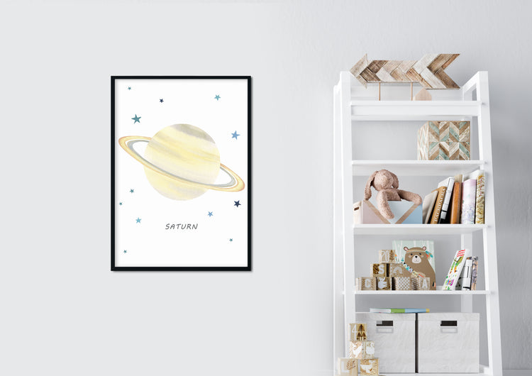 Planet Saturn Print - Outer Space Nursery - The Small Art Project - Modern Nursery Prints