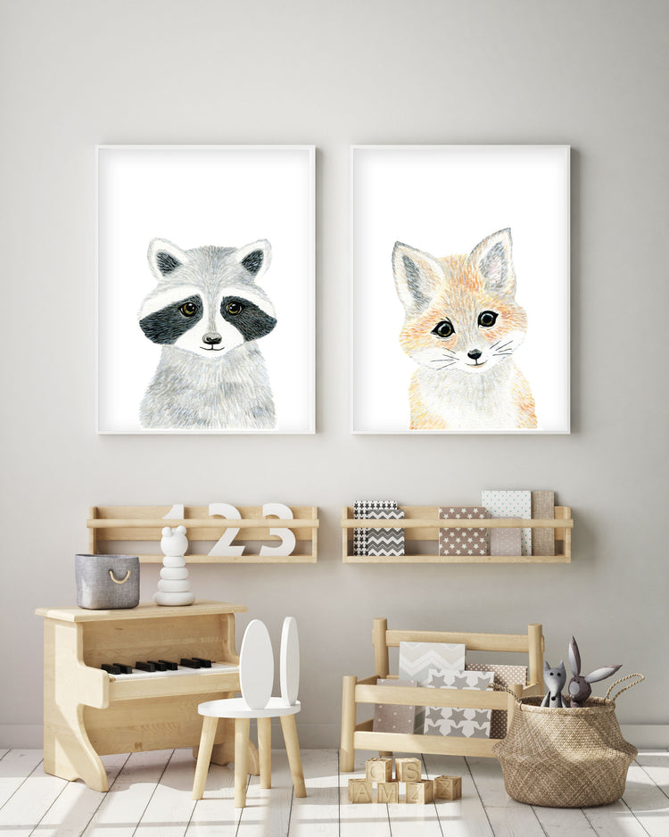 Baby Raccoon - Woodland Animals Nursery - The Small Art Project
