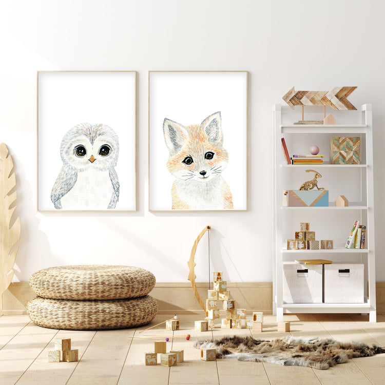 Baby Owl - Woodland Animals Nursery - The Small Art Project