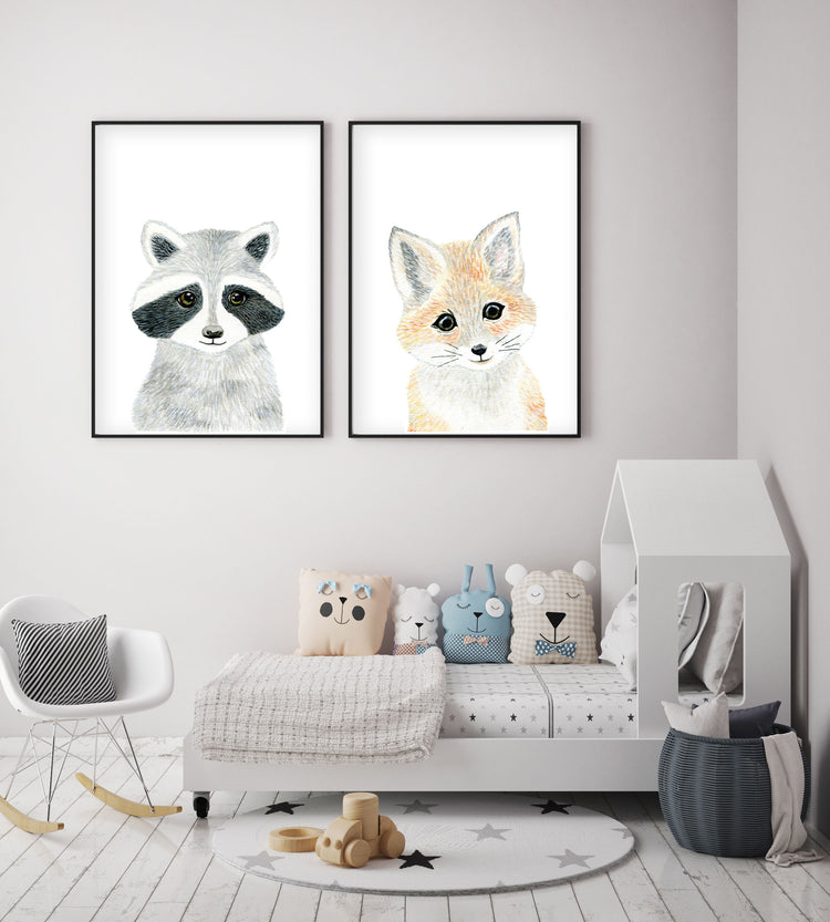Baby Raccoon - Woodland Animals Nursery - The Small Art Project