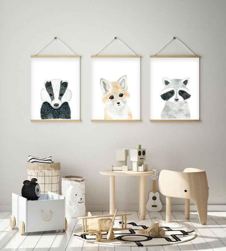 Baby Badger - Woodland Animals Nursery - The Small Art Project
