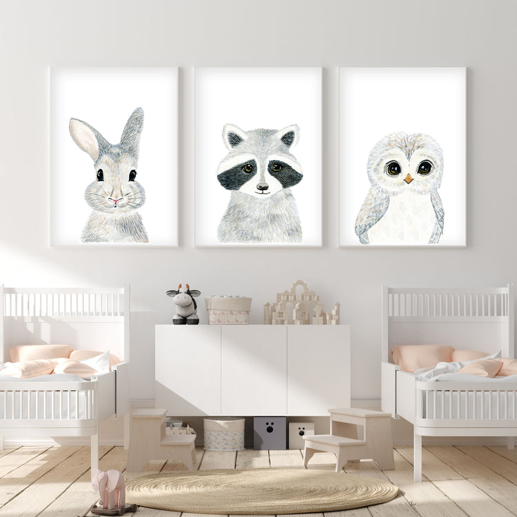 Baby Owl - Woodland Animals Nursery - The Small Art Project