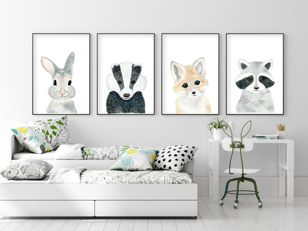 Baby Badger - Woodland Animals Nursery - The Small Art Project