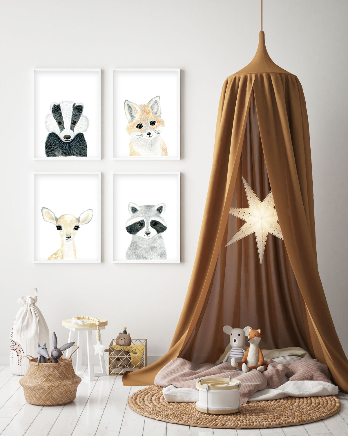 Baby Badger - Woodland Animals Nursery - The Small Art Project