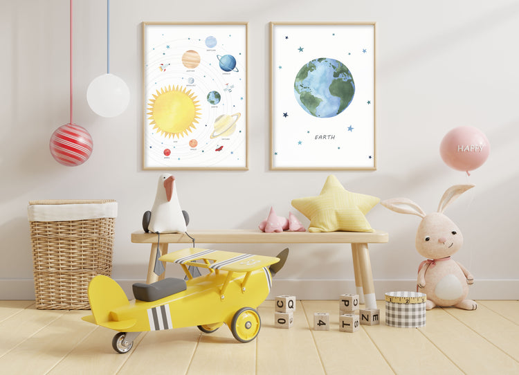 Planet Earth Print - Outer Space Nursery - The Small Art Project - Modern Nursery Prints