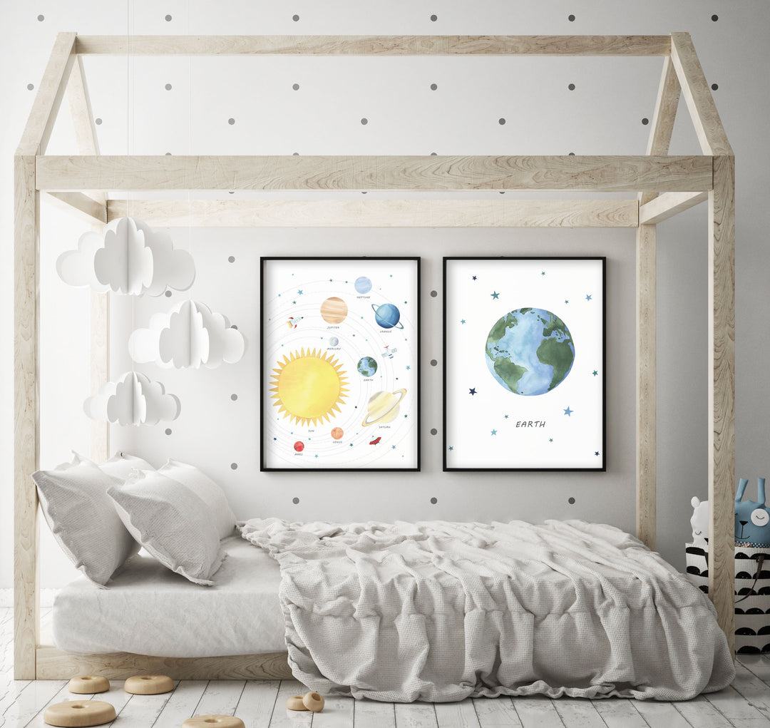 Solar System Print - Outer Space Nursery - The Small Art Project - Modern Nursery Prints