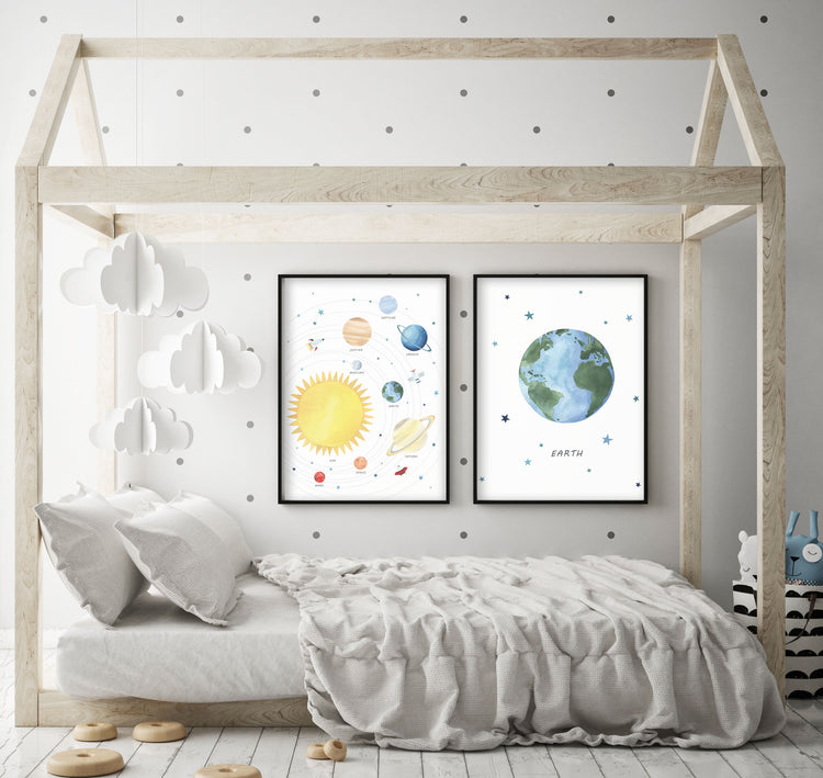 Planet Earth Print - Outer Space Nursery - The Small Art Project - Modern Nursery Prints