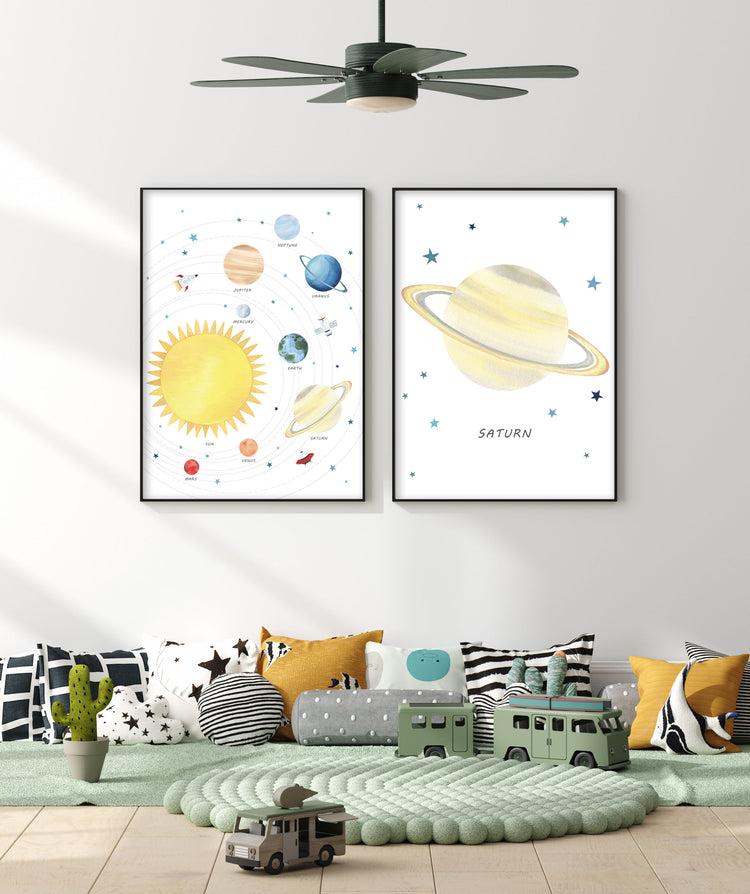 Planet Saturn Print - Outer Space Nursery - The Small Art Project - Modern Nursery Prints