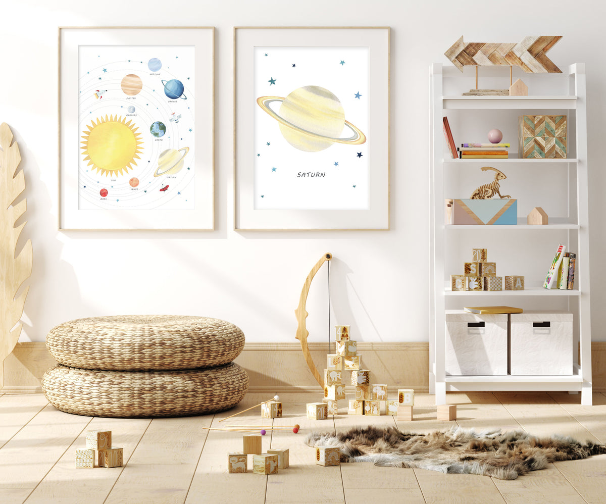 Planet Saturn Print - Outer Space Nursery - The Small Art Project - Modern Nursery Prints