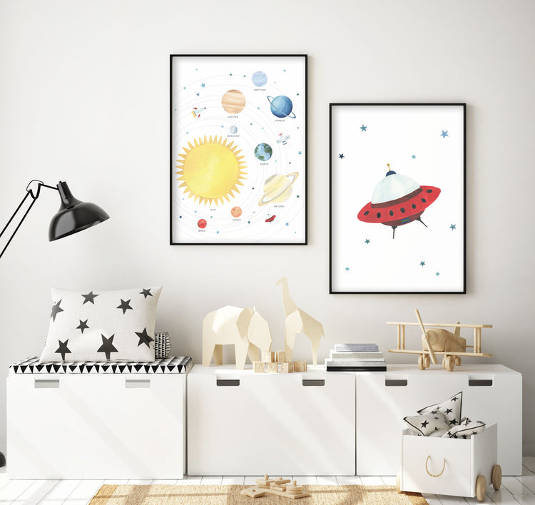 UFO Print - Outer Space Nursery - The Small Art Project - Modern Nursery Prints