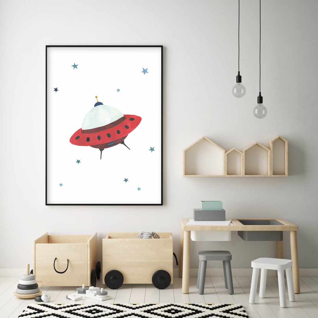 UFO Print - Outer Space Nursery - The Small Art Project - Modern Nursery Prints
